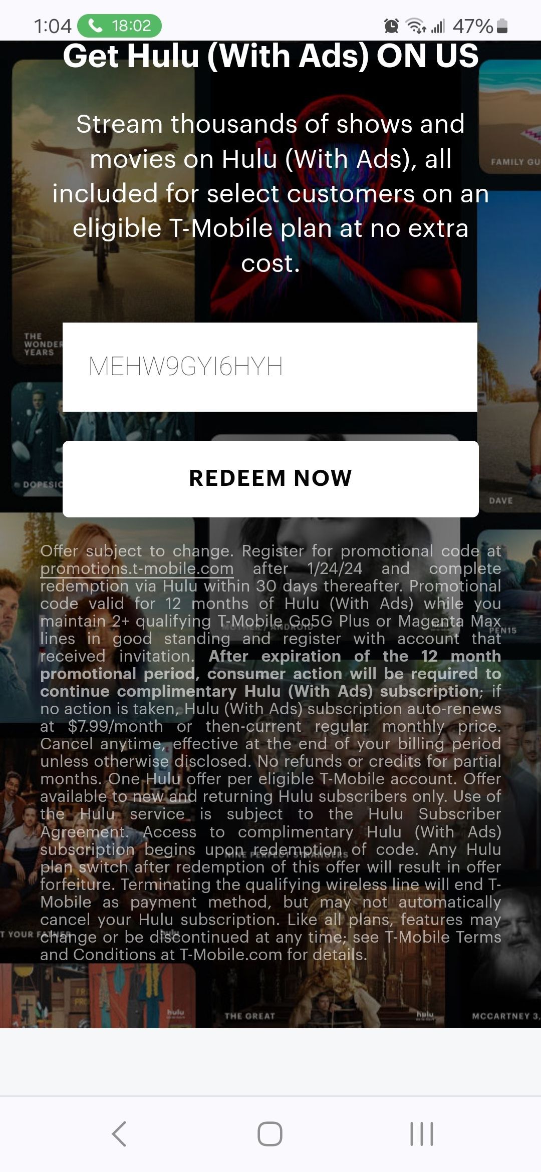 how to add hulu t mobile