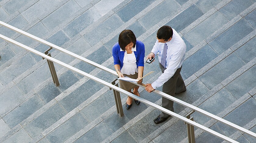 Couple checking papers