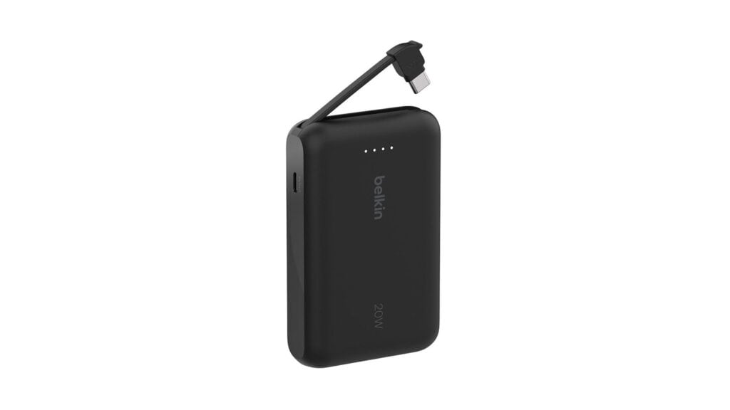 Image of a Belkin 10K 20W Battery with USB-C Cable against a white background.