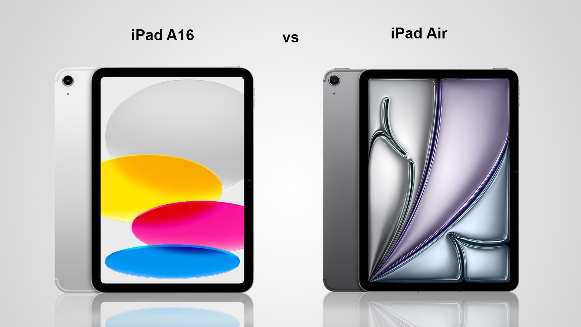An image of an iPad A16 next to an iPad Air.