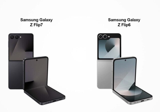 Image of a Samsung Galaxy Z Flip7 and a Z Zlip6.
