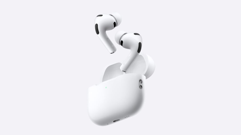Image of Apple Airpods Pro 3 against a white background.