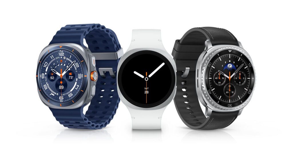 Image of three Samsung Watches against a white background.