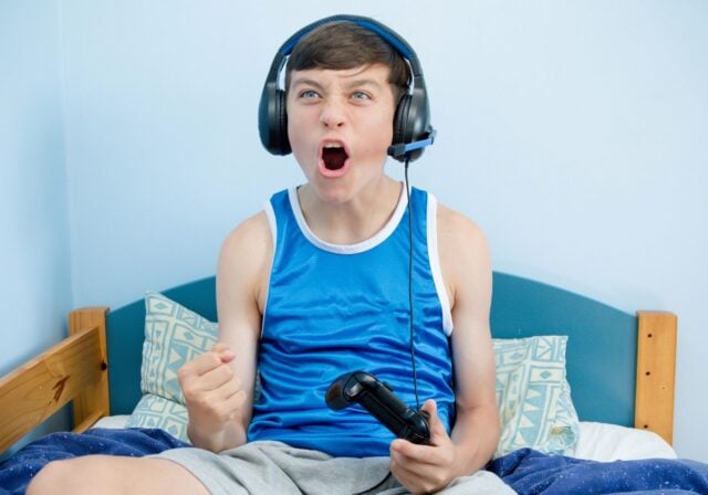 Young person using high speed internet to enjoy gaming