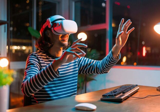 A person using a VR headset.