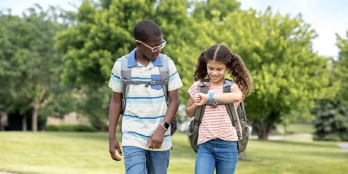 boy and girl loving their syncup kids watch out in the world