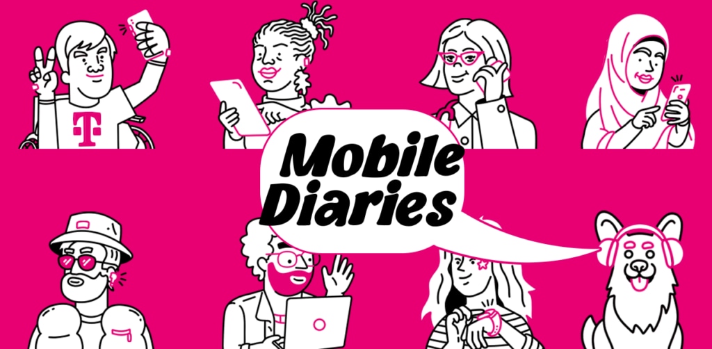 Mobile Diaries podcast banner with characters