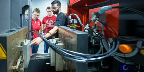 Three students experience high-tech learning experiences.