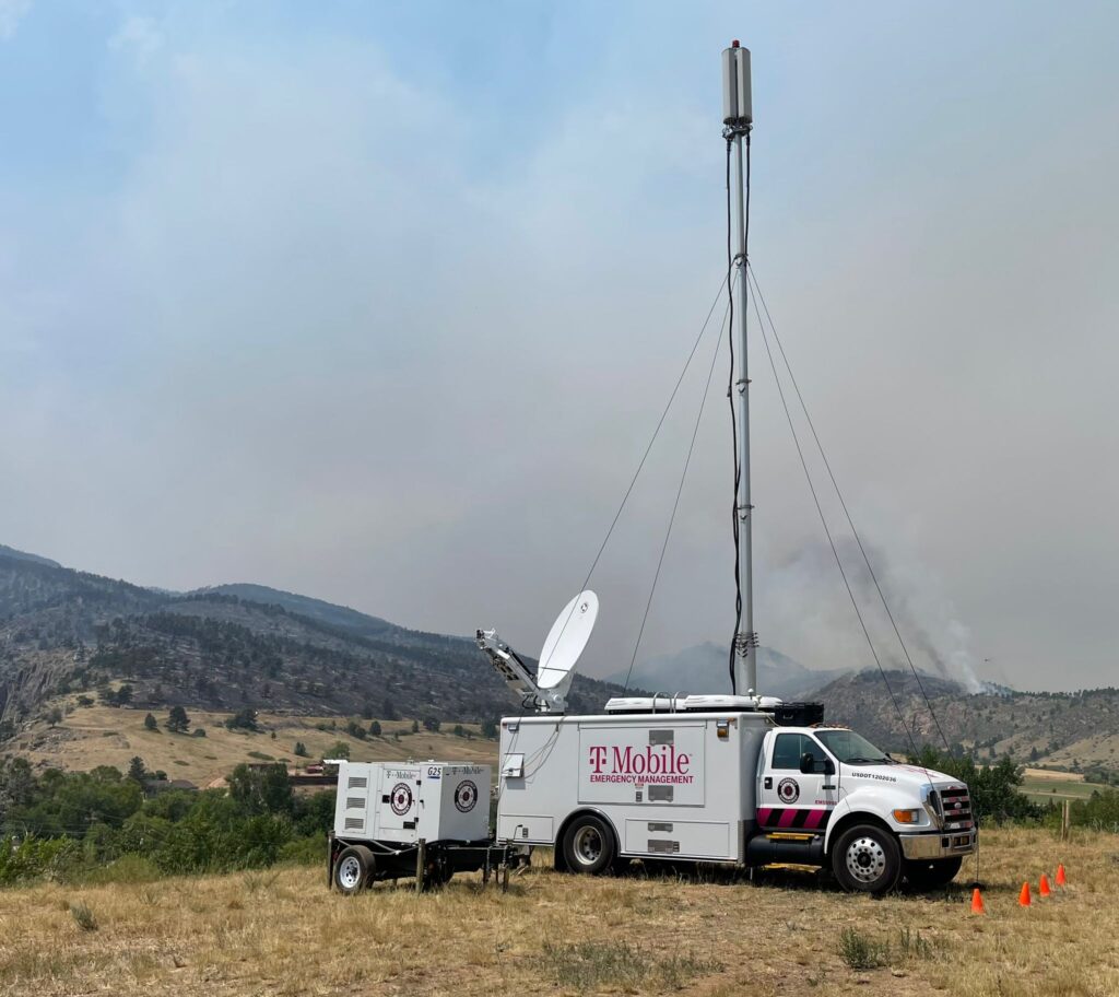 [6:13 PM] Wilson, Maddie Figure 1T-Mobile's Emergency Management team deploys network vehicles to the Alexander Mountain Fire Incident Command Post to help keep first responders connected