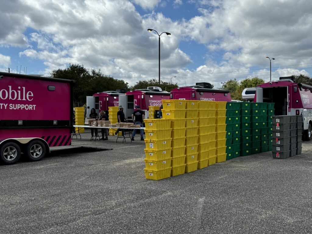 T-Mobile equipment is readied for deployment to areas impacted by Hurricane Helene, Tuesday, Oct. 1, 2024. 