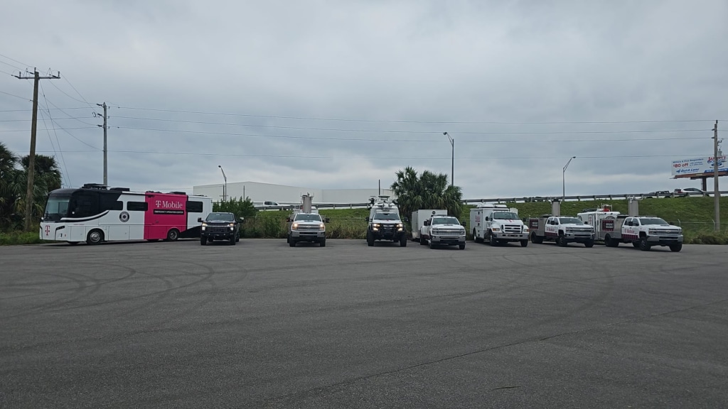 T-Mobile equipment is readied for deployment to areas impacted by Hurricane Milton, Thursday, Oct. 10, 2024. 