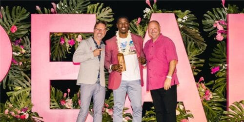 Ben Ephie, pictures here with Mike Sievert and Jon Frier, shows what Doing Well By Doing Good means at T-Mobile by winning Peak