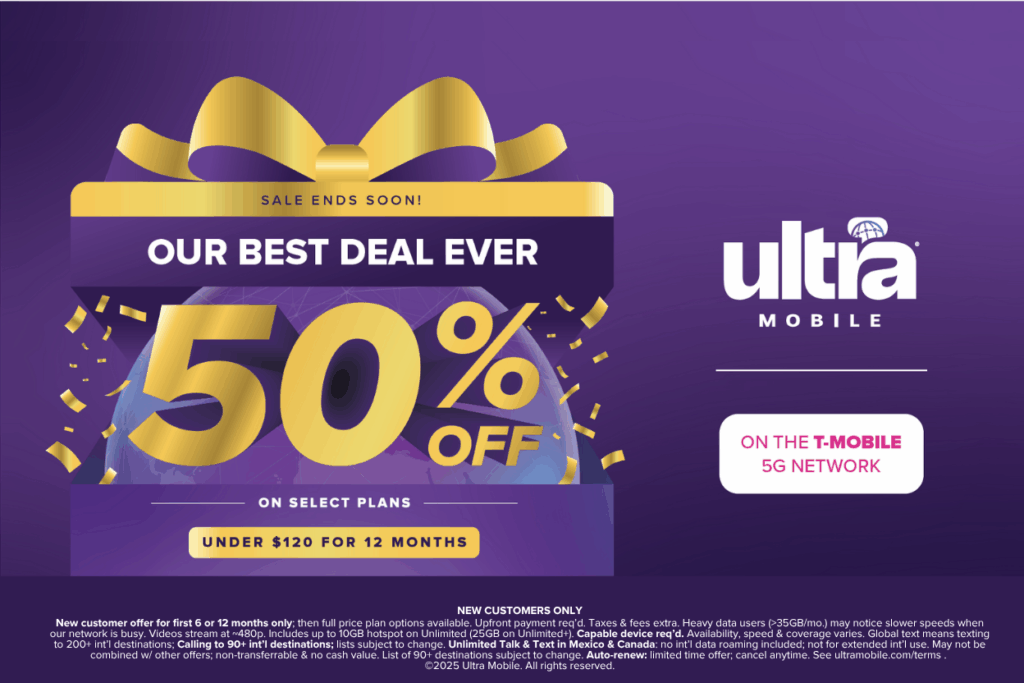La mejor oferta de Ultra — 25% de descuento en planes de 6 meses y 50% de descuento en planes de 12 meses (para planes de 8GB en adelante).