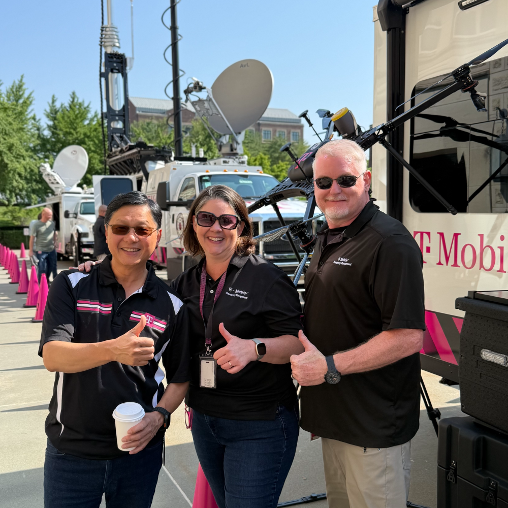 John Saw and members of the emergency management team at a planned disaster preparedness demonstration.