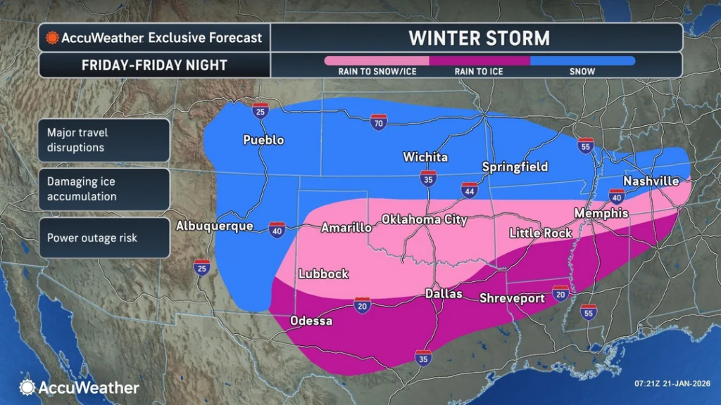 AccuWeather Forecast for Winter Storm Fern, January 21, 2026