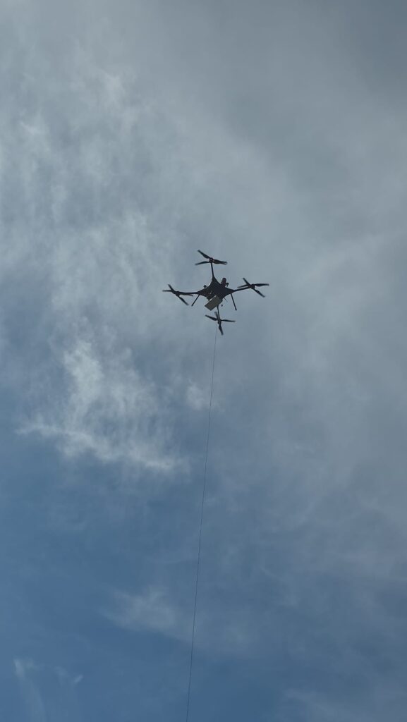 T-Mobile tethered drone in flight, 2026