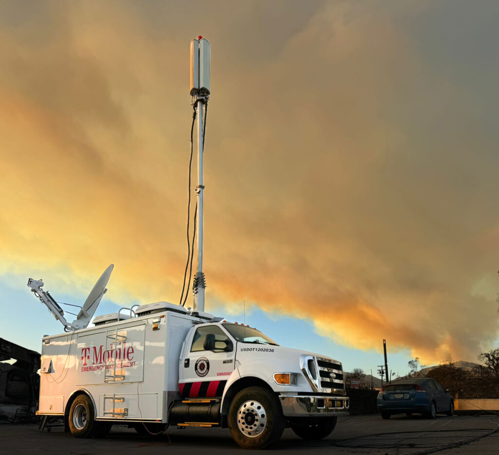 T-Mobile responding to a wildfire