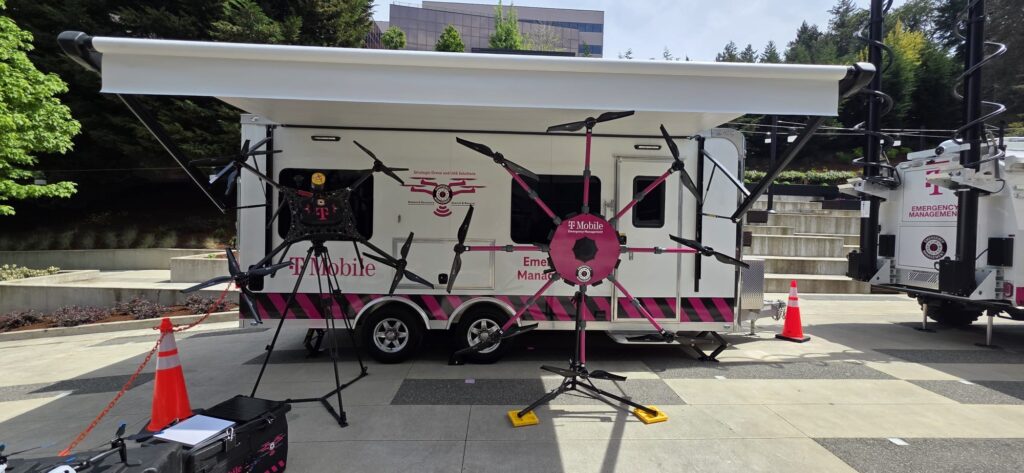 T-Mobile tethered drones on display