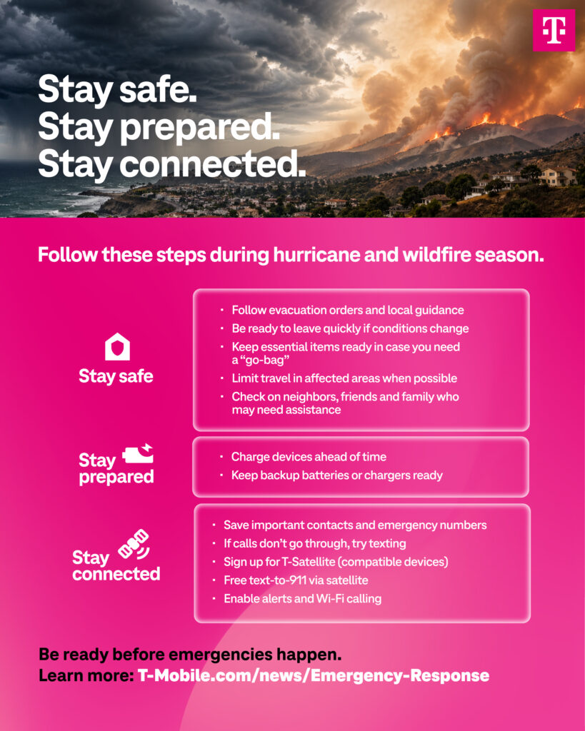 T-Mobile tips for connectivity and safety during fire and hurricane season