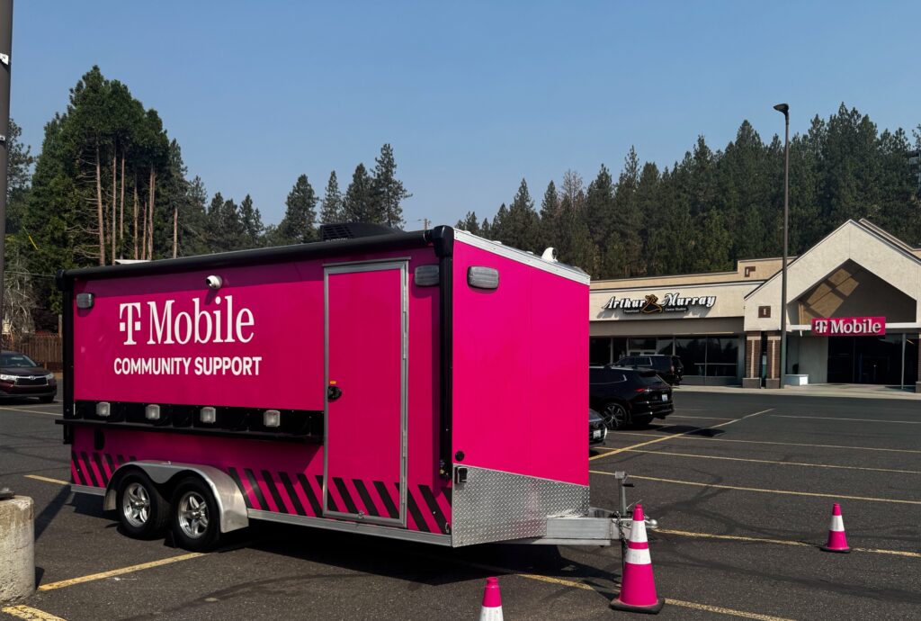 T-Mobile Wi-Fi and Charging Trailer ready to help get customers connected at our Five Mile Plaza Experience Store, Spokane, 2026
