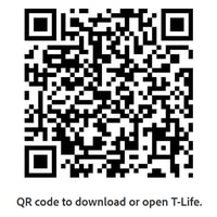 200px x 200px incluye un código QR para descargar o abrir T-Life